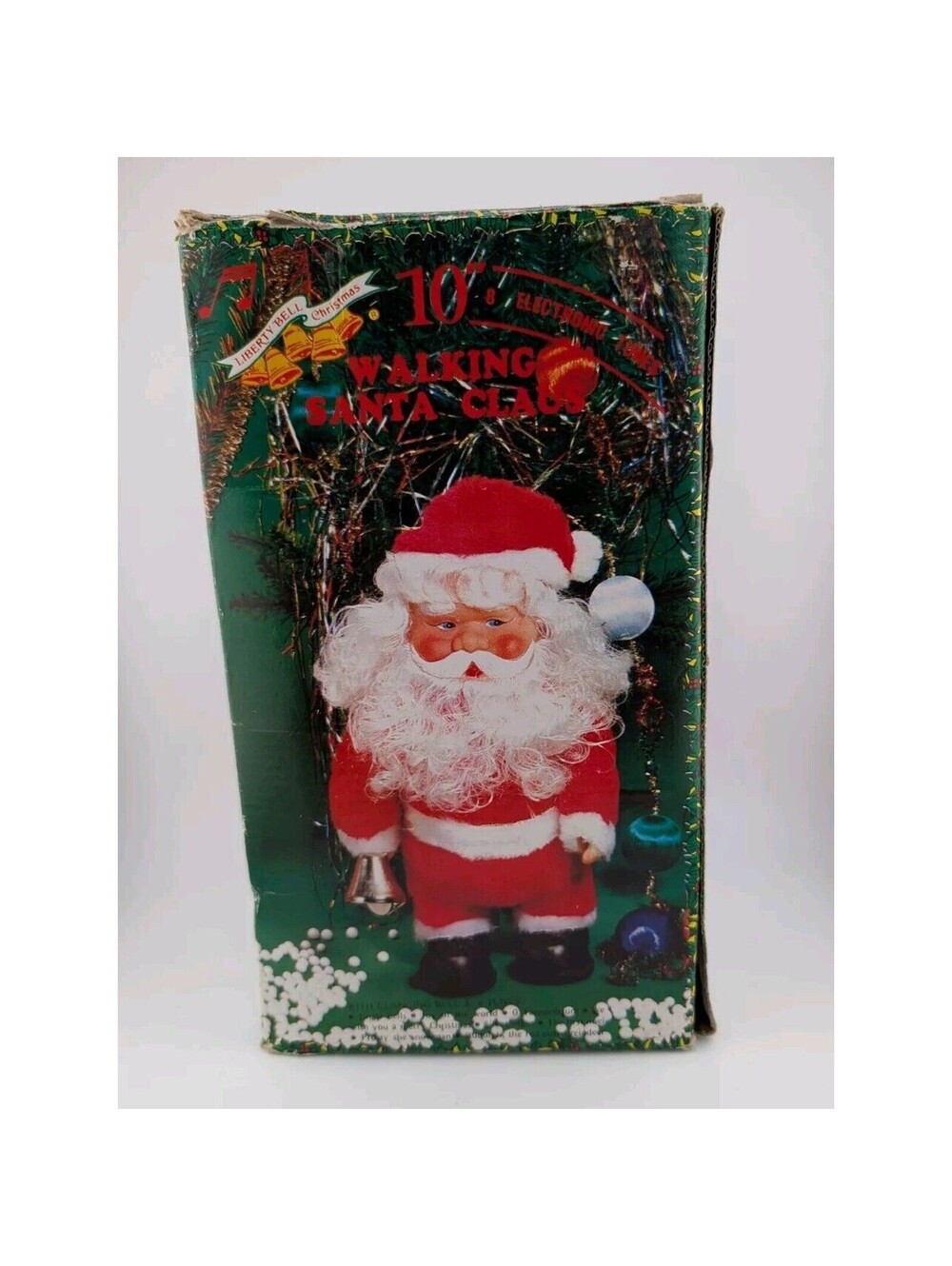 Vintage Walking Santa With Bell 10" Cute Face Not Working